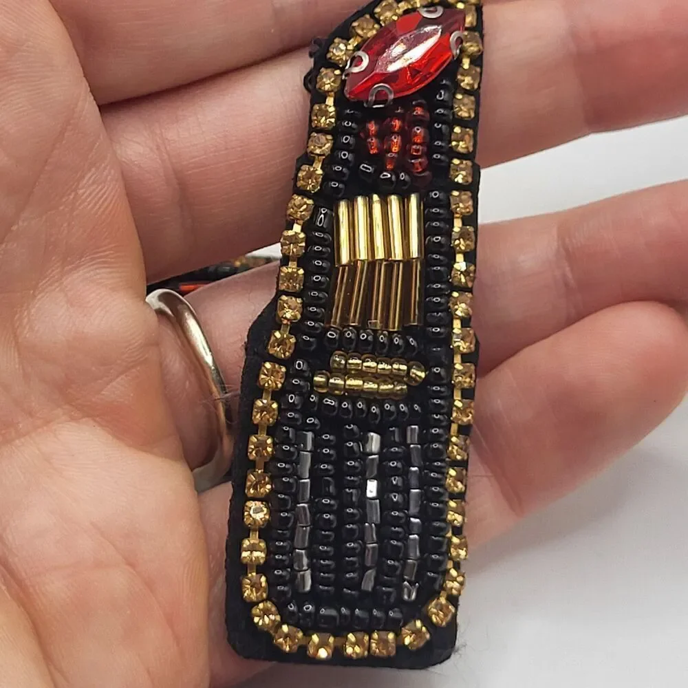 3 Pcs Beaded Lip and Lipstick Appliques 2.5in ish